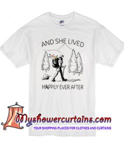 Girl backpacking sketches and she lived happily ever after T Shirt