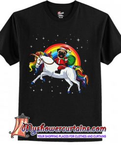 Christmas Pug Santa And Unicorn T-Shirt