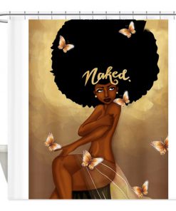 Afro Hair Fashion Girl Have A Bath Naked Shower Curtain (AT)