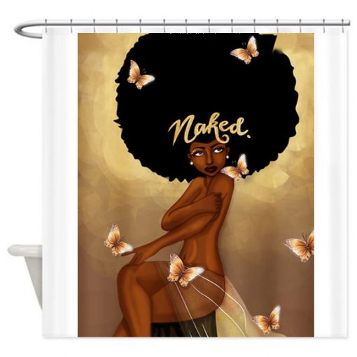 Afro Hair Fashion Girl Have A Bath Naked Shower Curtain (AT)