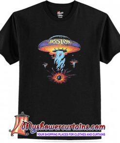 Boston Rock Band Classic Spaceship Distressed T Shirt (AT)