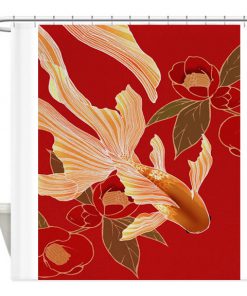 Kimono Tradisional Design Goldfish shower curtain customized design for home decor AT