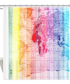Rainbow World Map Shower Curtain AT