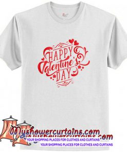 Red Happy Valentine's Day Text Design T-Shirt (AT)