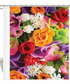 rainbow flower shower curtain customized design for home decor AT