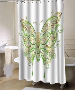 Abstract Floral Butterfly Shower Curtain (AT)