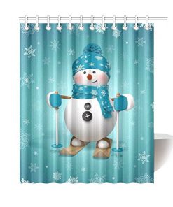 GCKG Skling Snowman Shower Curtain At