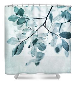 Leaves In Dusty Blue Shower Curtain (AT)