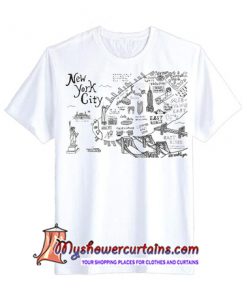 New York City Map Illustration and Wall Decal T-Shirt (AT)