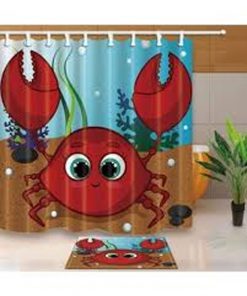 Red Sweet Crab Character Shower Curtain At