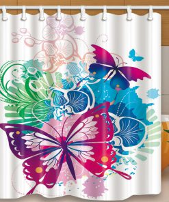 Butterfly Design Bathroom Decor Fabric Shower Curtain AT