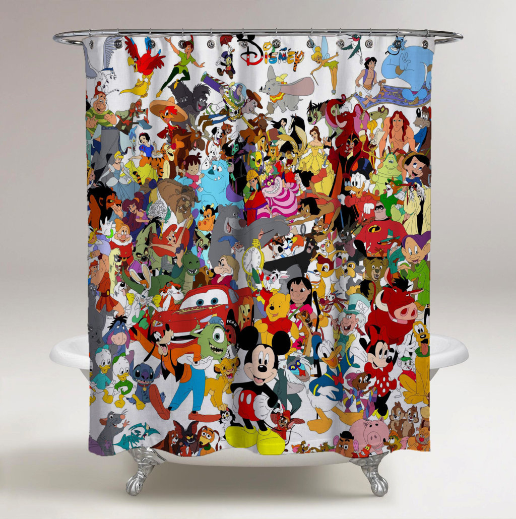 Disney All Character Mash Up Shower Curtains At Myshowercurtains