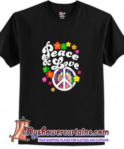 Hippie Peace Sign Peace & Love T Shirt (AT)