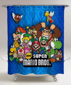 Super mario bros all character Shower Curtain (AT)