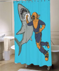 Shark Punch, Diver, Shower Curtain (AT)