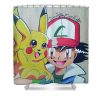 Colorful Shower Curtain featuring the drawing Ash And Pikachu (AT)