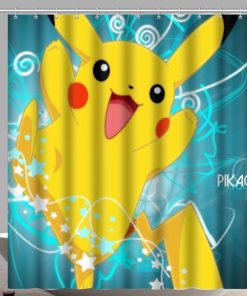 Custom Funny Cartoon Pokemon Pikachu Printed Waterproof Shower Curtain (AT)