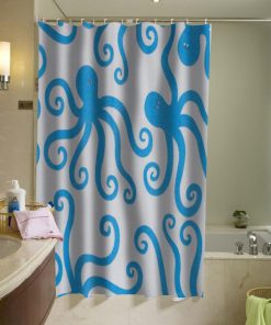 Cute Octopus Shower Curtain Blue (AT)