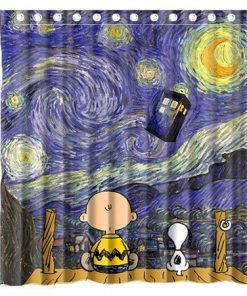 Ganma Cute Snoopy with Starry Night Tardis Doctor Who tandard Shower Curtain (AT)