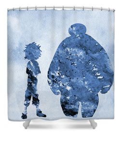 Hiro And Baymax-blue Shower Curtain (AT)