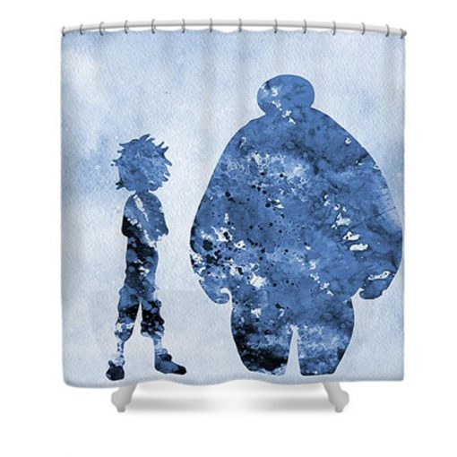 Hiro And Baymax-blue Shower Curtain (AT)