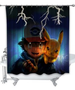 New Ash Ketchum Pikachu Pokemon Shower Curtain (AT)