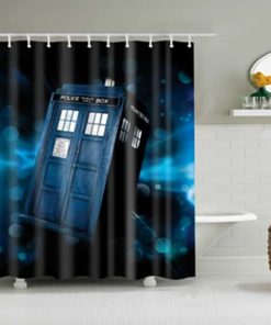 Space Police Box in Time Vortex Doctor Who Tardis Shower Curtain (AT)