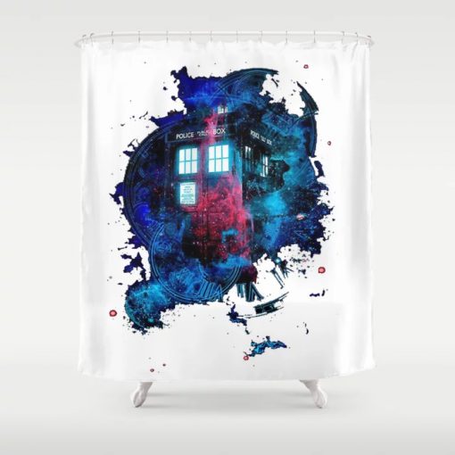 Time And Space Mist Tardis Doctor Who Shower Curtain (AT)