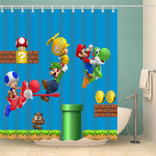 2019 Cartoon Super Mario Bros Shower Curtain (AT)