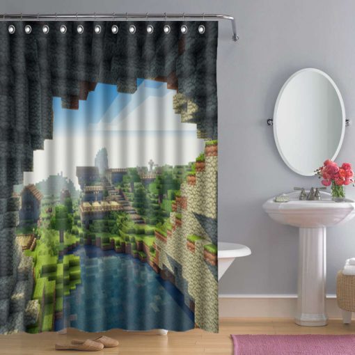 Bathroom Minecraft Creeper Shower Curtain (AT)