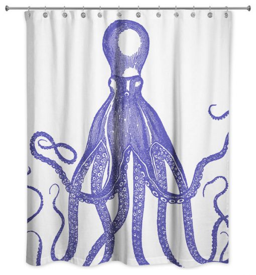 Blue Vintage Octopus Shower Curtain (AT)