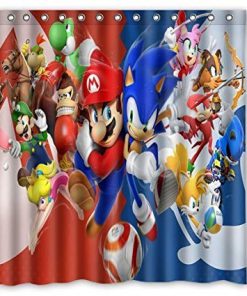 FABATU Custom Sonic The Hedgehog Super Mario Shower Curtain (AT)