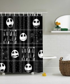 Faces of Jack Skellington Halloween Shower Curtain (AT)