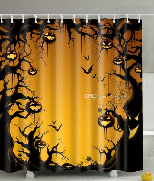 Halloween Shower Curtains Pumpkin Bat Moon (AT)