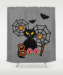 Happy Whimsical Halloween Shower Curtain (AT)