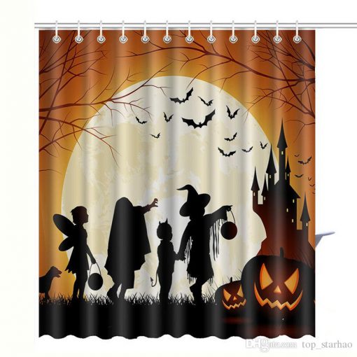 Hot Halloween Skull Pumpkin Shower Curtain (AT)