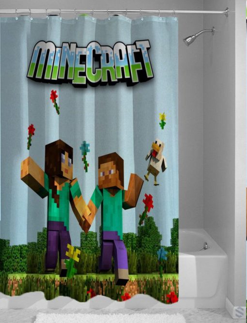 Minecraft Couple Character Steve Best Design Shower Curtain (AT)