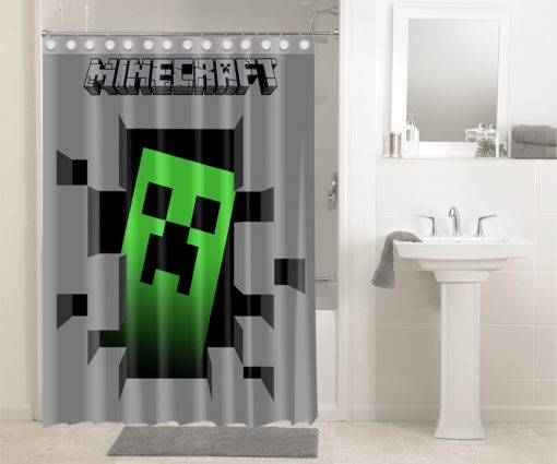 Minecraft Creeper Sneaky Face Shower Curtain (AT)