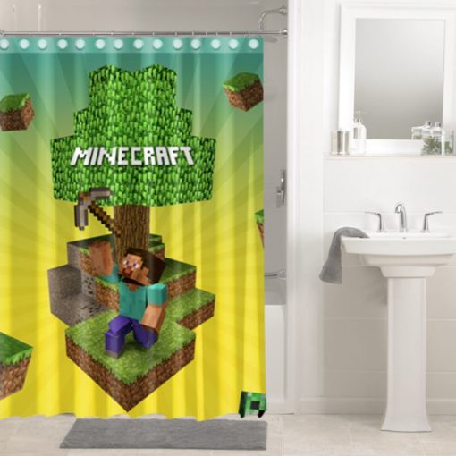 Minecraft Creeper Steve Shower Curtain (AT)