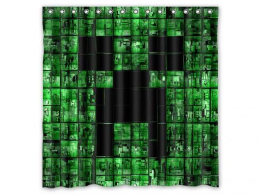 Minecraft Game Design Polyester Fabric Bath Shower Curtain (AT)