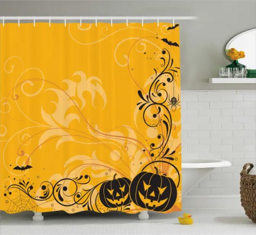 Pumpkins Bats Halloween Shower Curtain (AT)