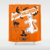 Rustic Vintage Spooky Happy Halloween Shower Curtain (AT)