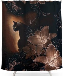 Society6 Black Kitty Halloween Shower Curtain (AT)