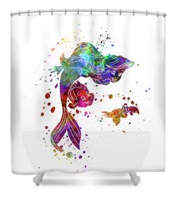 The Little Mermaid Watercolor Art Shower Curtain (AT)