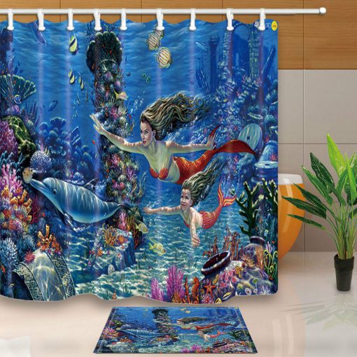 Underwater World Mermaid Shower Curtain (AT)