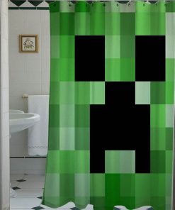blocks creeper minecraft shower curtain (AT)