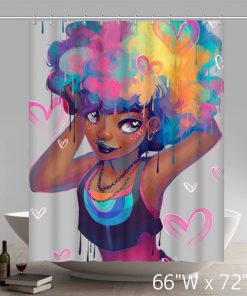 African American Black Women Painting Bath Curtain (AT)