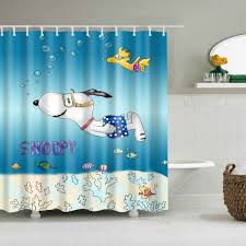Cartoon Happy Swimming Snoopy Shower Curtain (AT)