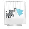Elephant Marching Spraying Water Cartoon Shower Curtain (AT)