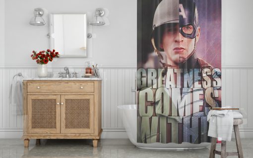 Superhero Captain America Shower Curtain (AT)